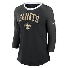 New Orleans Saints Women's 3/4 Sleeve Raglan Fashion Top | NFL US