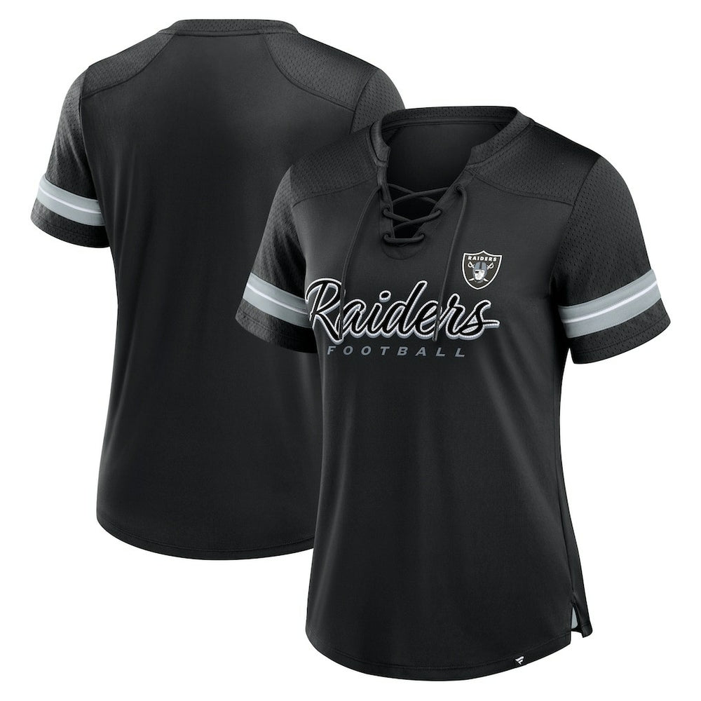 Las Vegas Raiders Women's Play Script Lace-Up T-Shirt | NFL US
