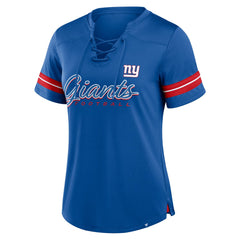 New York Giants Women's Play Script Lace-Up T-Shirt | NFL Discount