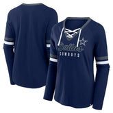 Dallas Cowboys Women's Won and Done Lace-Up Long Sleeve Fashion Top | NFL Discount