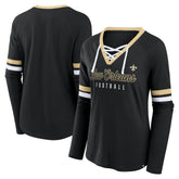 New Orleans Saints Women's Won and Done Lace-Up Long Sleeve Fashion Top | NFL New