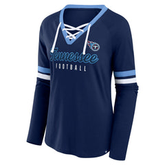 Tennessee Titans Women's Won and Done Lace-Up Long Sleeve Fashion Top | NFL Outlet