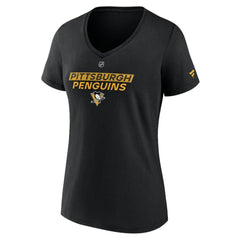 Pittsburgh Penguins Fanatics Women's Authentic Pro Core Primary V-Neck T-Shirt - NHL T-shirts