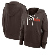 Cleveland Browns Women's Blitz Left Lace-Up Pullover Hoodie | NFL US