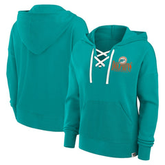 Miami Dolphins Women's Blitz Left Lace-Up Pullover Hoodie | NFL Discount
