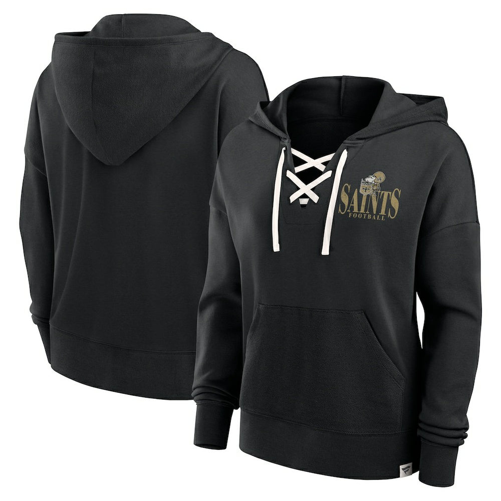 New Orleans Saints Women's Blitz Left Lace-Up Pullover Hoodie | NFL Near me