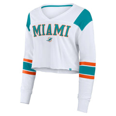 Miami Dolphins Women's Stretch Cropped Fashion Long Sleeve T-Shirt | NFL Sale