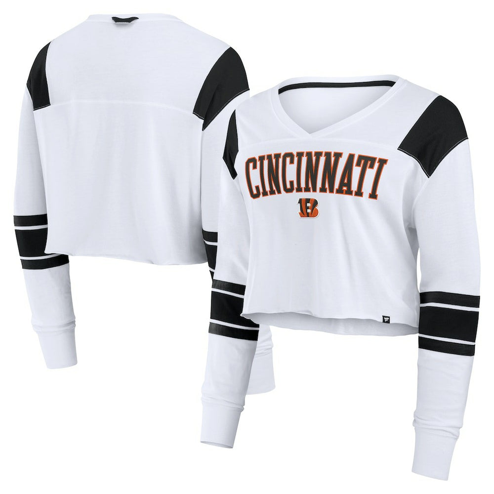 Cincinnati Bengals Women's Stretch Cropped Fashion Long Sleeve T-Shirt | NFL Hot