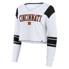 Cincinnati Bengals Women's Stretch Cropped Fashion Long Sleeve T-Shirt | NFL Hot