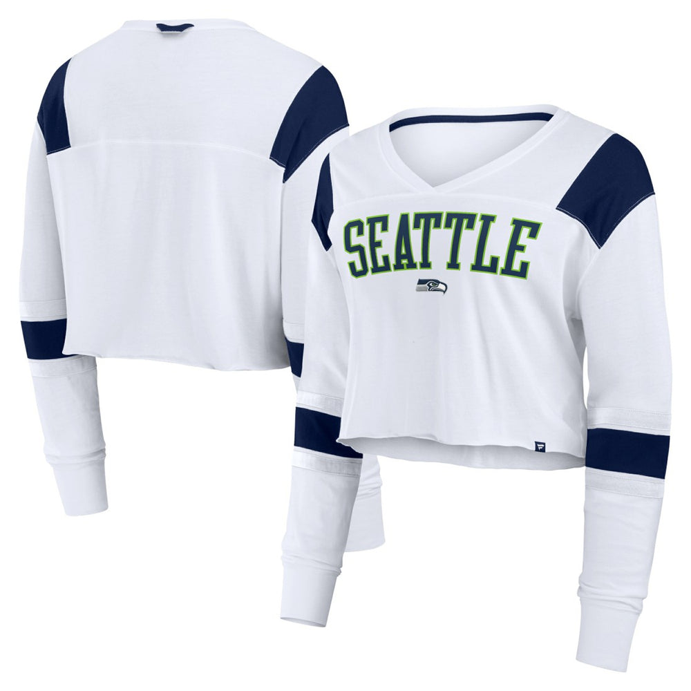 Seattle Seahawks Women's Stretch Cropped Fashion Long Sleeve T-Shirt | NFL US