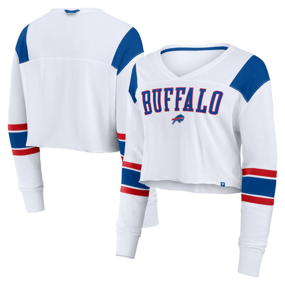 Buffalo Bills Women's Stretch Cropped Fashion Long Sleeve T-Shirt | NFL New