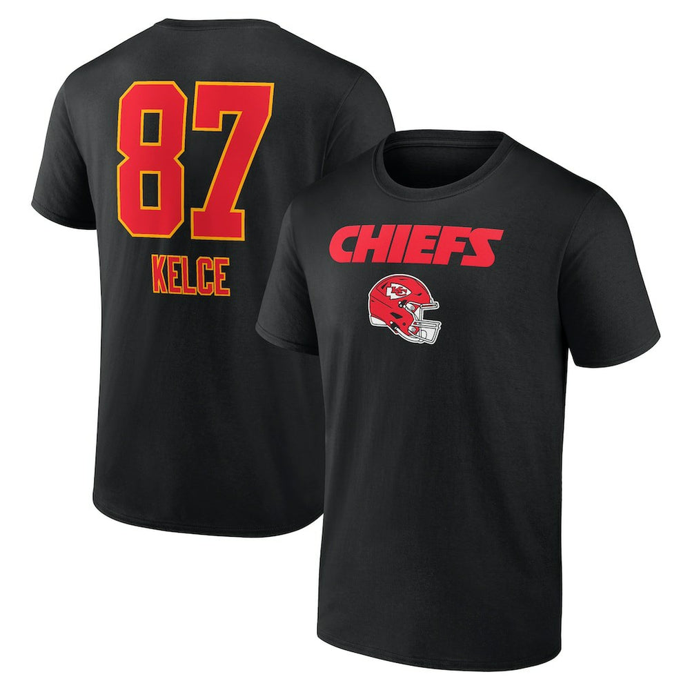 Kansas City Chiefs Travis Kelce Team Wordmark Player Name & Number T-Shirt | NFL Discount
