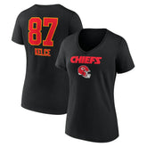 Kansas City Chiefs Travis Kelce Women's Team Wordmark Player Name & Number V-Neck T-Shirt | NFL Online