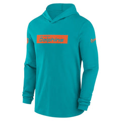 Miami Dolphins 2024/25 Sideline Performance Long Sleeve Hoodie T-Shirt | NFL On sale