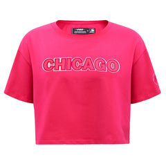 Chicago Cubs Pro Standard Women's Triple Pink Boxy Cropped T-Shirt - MLB T-shirts