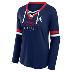 Atlanta Braves Fanatics Women's Won & Done Raglan Lace-Up Long Sleeve T-Shirt - MLB T-shirts