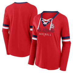 St. Louis Cardinals Fanatics Women's Won & Done Raglan Lace-Up Long Sleeve T-Shirt - MLB T-shirts