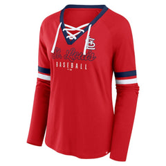 St. Louis Cardinals Fanatics Women's Won & Done Raglan Lace-Up Long Sleeve T-Shirt - MLB T-shirts