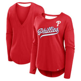 Philadelphia Phillies Fanatics Women's Core Boat Neck Long Sleeve T-Shirt - MLB T-shirts