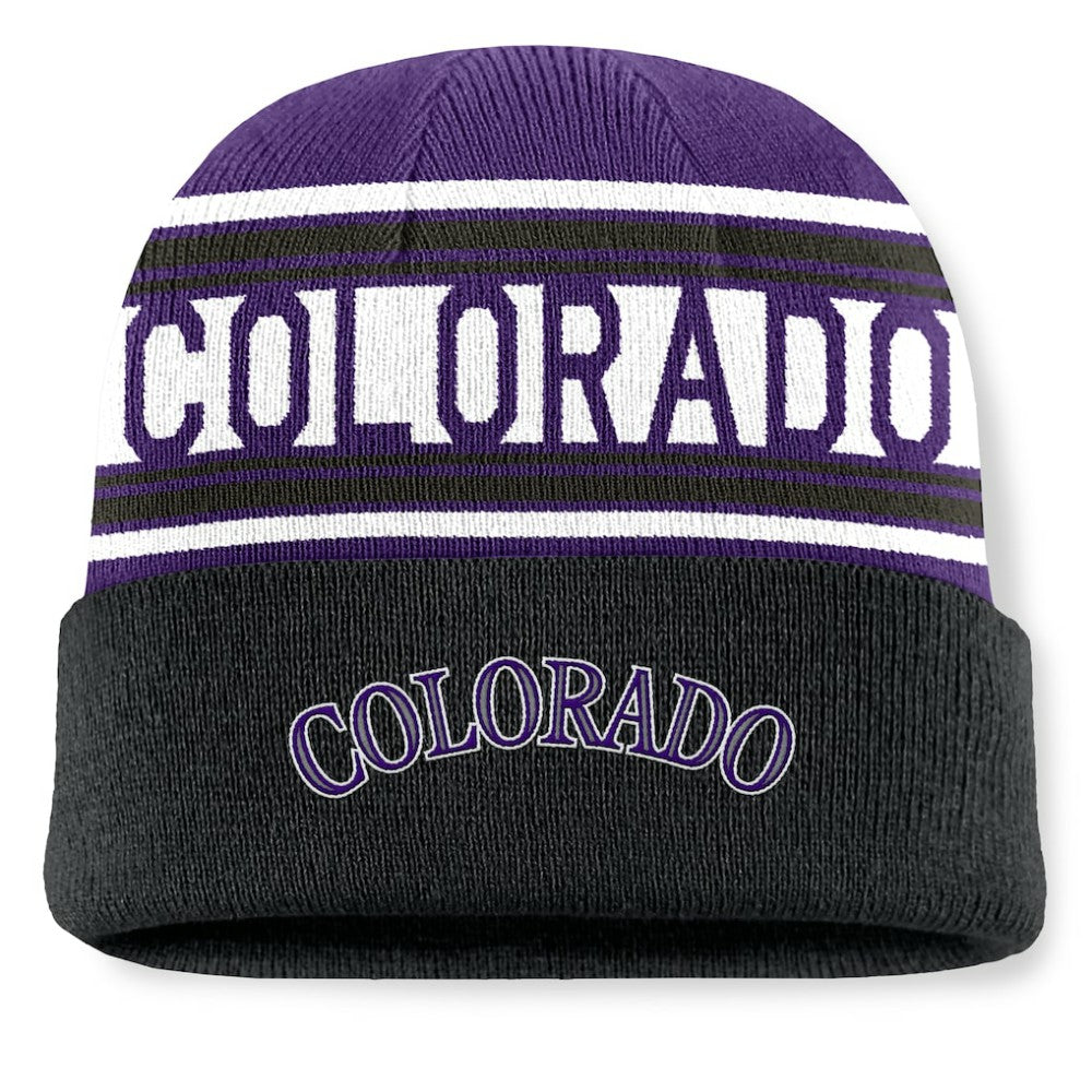 Colorado Rockies Fanatics Fundamental Team Stripe Cuffed Knit Hat - MLB Hats