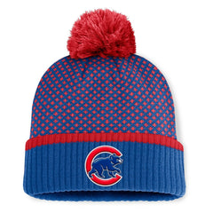 Chicago Cubs Fanatics Women's Fundamental Jacquard Cuffed Knit Hat with Pom - MLB Hats