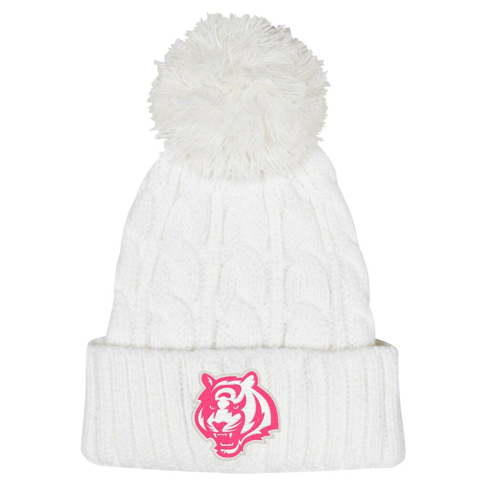 Cincinnati Bengals Girls Youth Cable Cuffed Knit Hat with Pom | NFL Near me