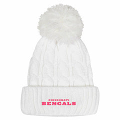 Cincinnati Bengals Girls Youth Cable Cuffed Knit Hat with Pom | NFL Near me