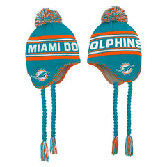 Miami Dolphins Preschool Jacquard Tassel Knit Hat with Pom | NFL US