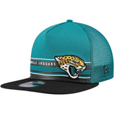 Jacksonville Jaguars Half Stripe Trucker A-Frame 9FIFTY Snapback Hat | NFL Online