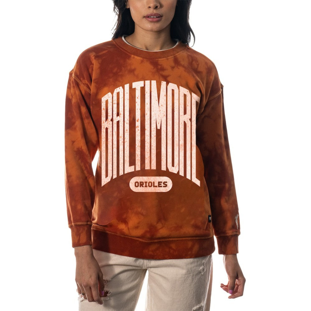 Baltimore Orioles The Wild Collective Women's Overdyed Pullover Sweatshirt - MLB Pullover