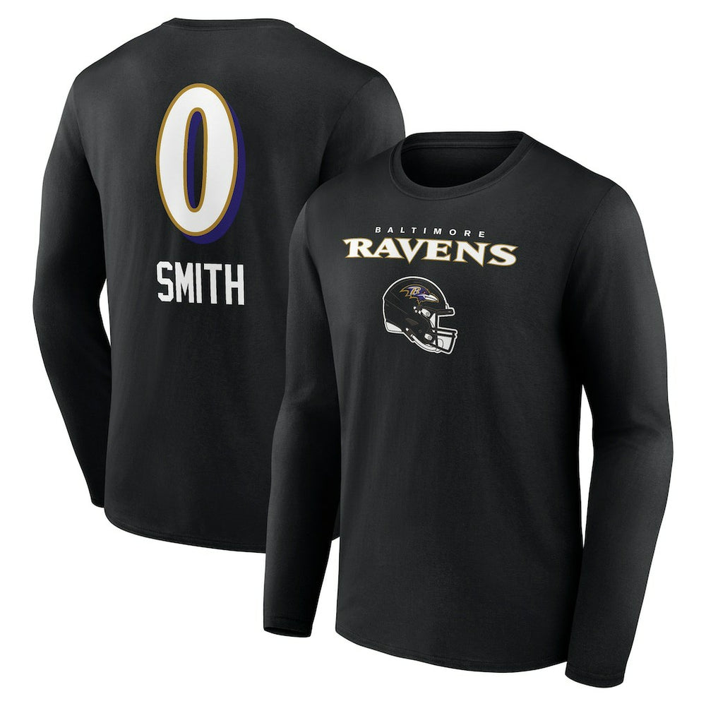 Baltimore Ravens Roquan Smith Team Wordmark Player Name & Number Long Sleeve T-Shirt | NFL Near me