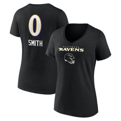 Baltimore Ravens Roquan Smith Women's Team Wordmark Player Name & Number V-Neck T-Shirt | NFL Sale