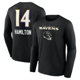 Baltimore Ravens Kyle Hamilton Team Wordmark Player Name & Number Long Sleeve T-Shirt | NFL US
