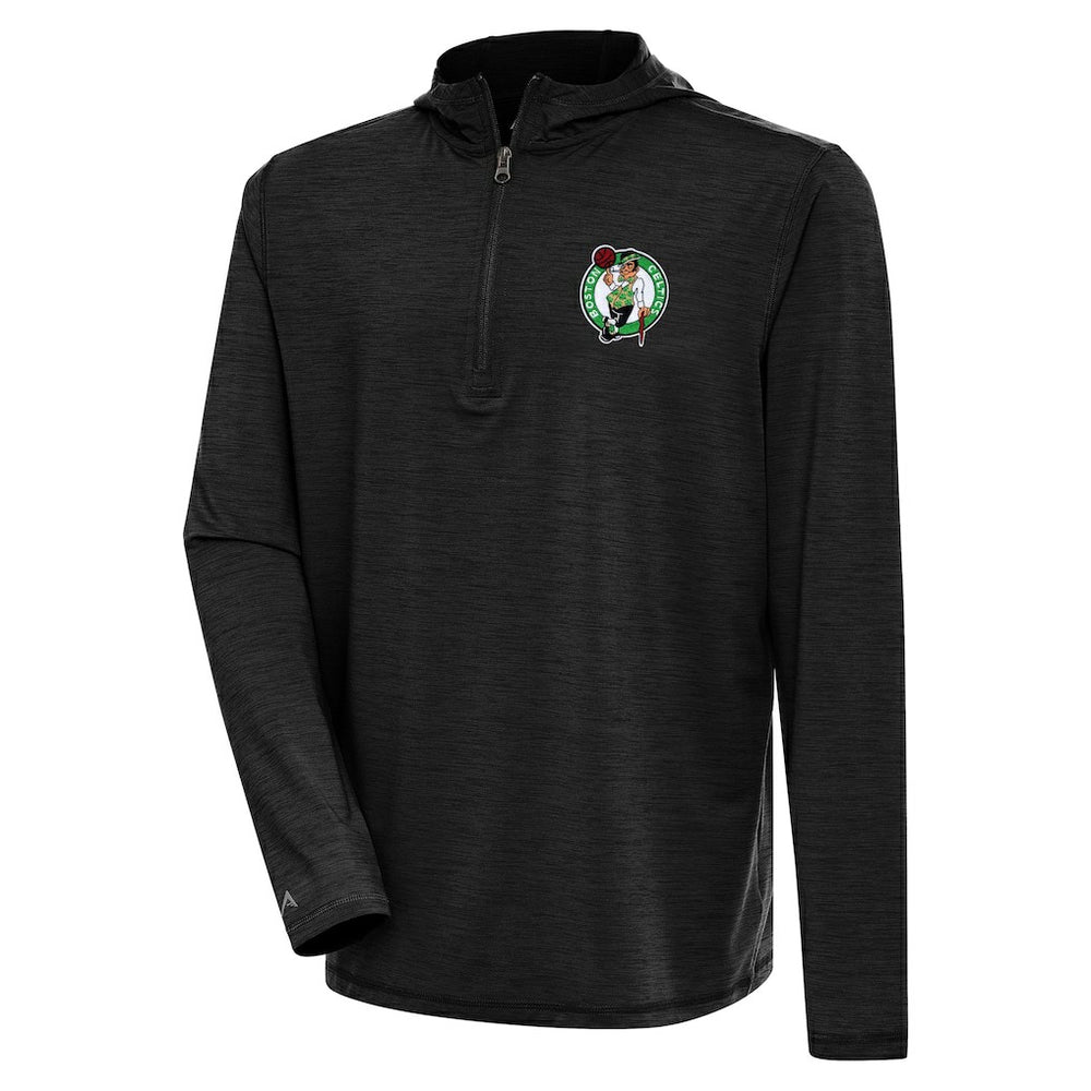 Heather Black Boston Celtics Antigua Tidy Quarter-Zip Lightweight Pullover Top | NBA