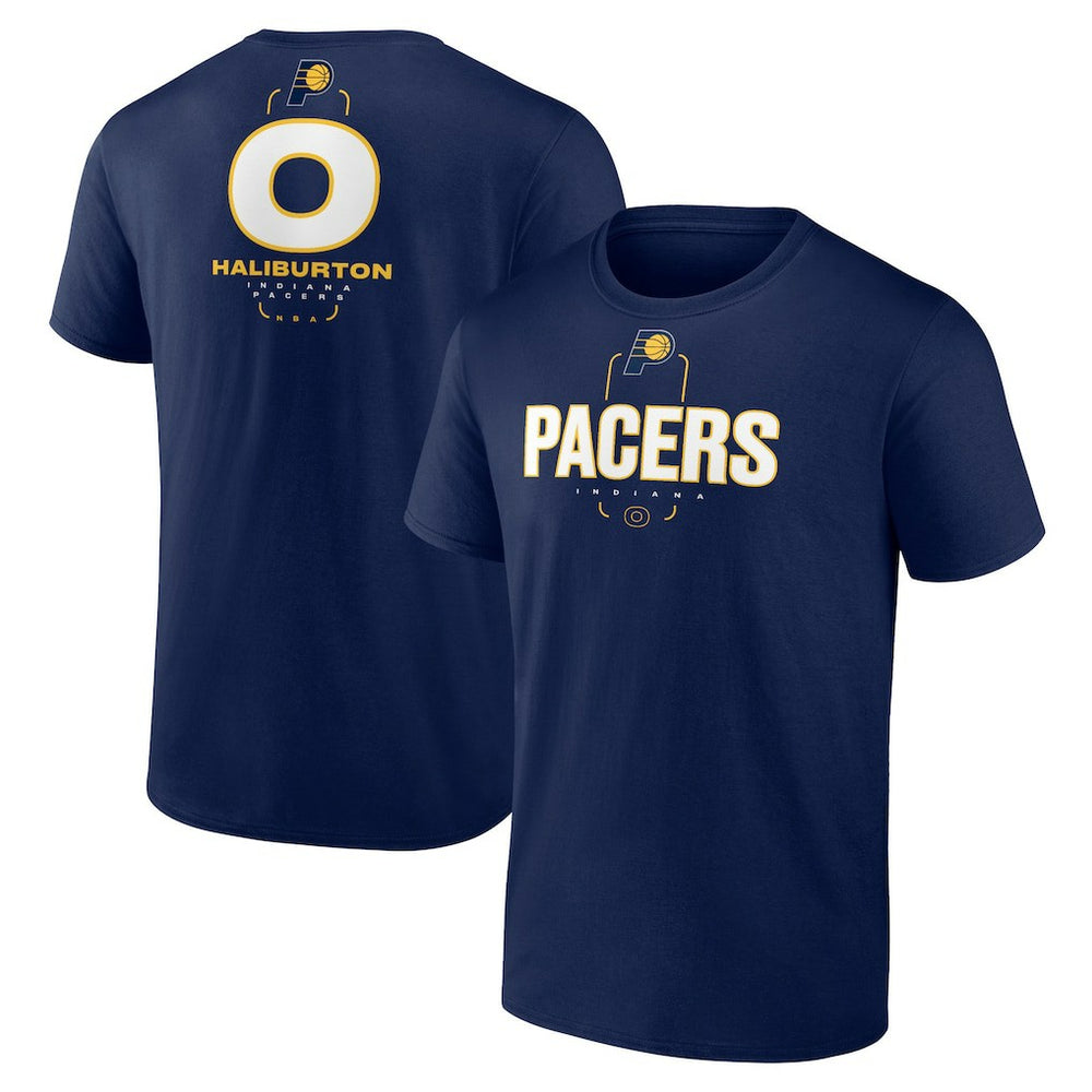 Navy Tyrese Haliburton Indiana Pacers Behind The Back Name & Number T-Shirt | NBA