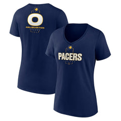 Navy Tyrese Haliburton Indiana Pacers Women's Behind The Back Name & Number V-Neck T-Shirt | NBA