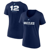 Navy Ja Morant Memphis Grizzlies Women's Behind The Back Name & Number V-Neck T-Shirt | NBA