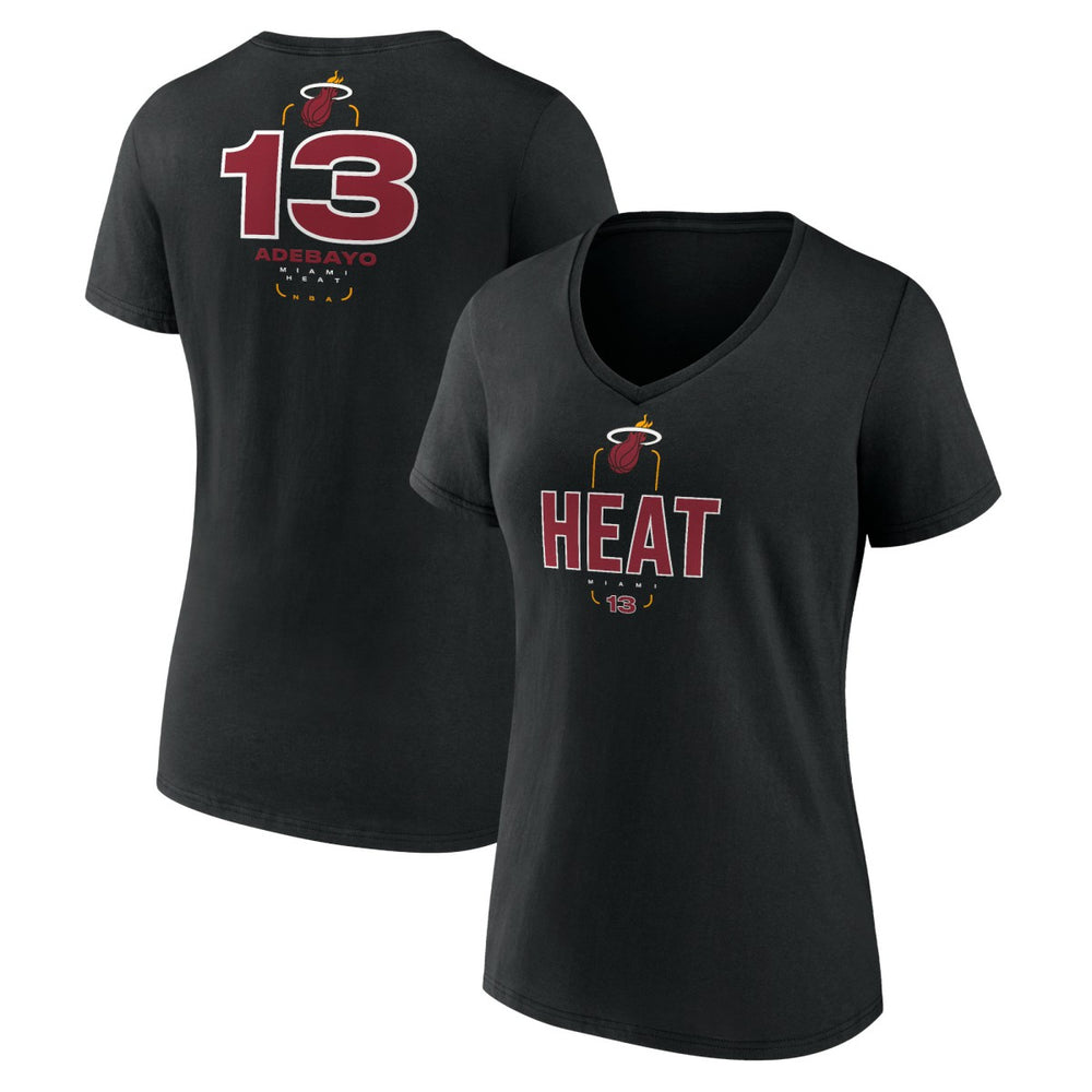 Black Bam Adebayo Miami Heat Women's Behind The Back Name & Number V-Neck T-Shirt | NBA