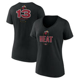 Black Bam Adebayo Miami Heat Women's Behind The Back Name & Number V-Neck T-Shirt | NBA
