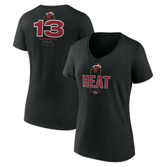 Black Bam Adebayo Miami Heat Women's Behind The Back Name & Number V-Neck T-Shirt | NBA