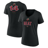 Black Tyler Herro Miami Heat Women's Behind The Back Name & Number V-Neck T-Shirt | NBA
