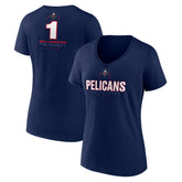 Navy Zion Williamson New Orleans Pelicans Women's Behind The Back Name & Number V-Neck T-Shirt | NBA