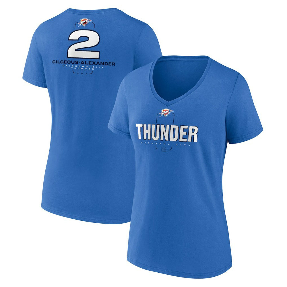 Blue Shai Gilgeous-Alexander Oklahoma City Thunder Women's Behind The Back Name & Number V-Neck T-Shirt | NBA