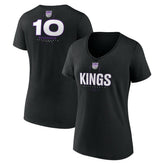 Black Domantas Sabonis Sacramento Kings Women's Behind The Back Name & Number V-Neck T-Shirt | NBA