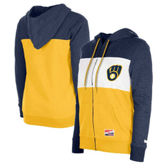 Milwaukee Brewers New Era Women's Color Block Full-Zip Hoodie Jacket - MLB Jackets