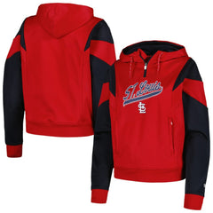 St. Louis Cardinals New Era Women's Color Block Fleece Quarter-Zip Hoodie - MLB Hoodies