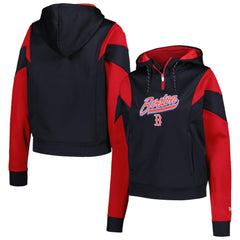 Boston Red Sox New Era Women's Color Block Fleece Quarter-Zip Hoodie - MLB Hoodies