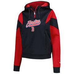Boston Red Sox New Era Women's Color Block Fleece Quarter-Zip Hoodie - MLB Hoodies