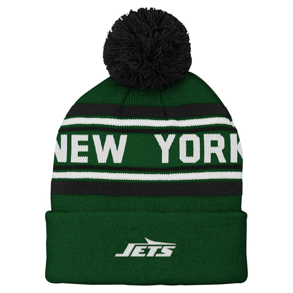 New York Jets Youth Jacquard Cuffed Knit Hat with Pom | NFL On sale