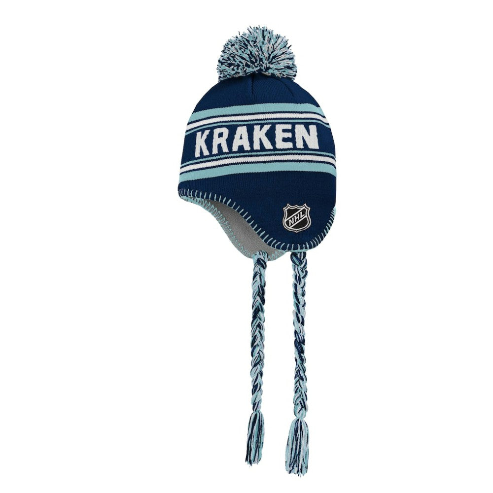 Seattle Kraken Youth Jacquard Tassel Knit Hat with Pom - NHL Hats
